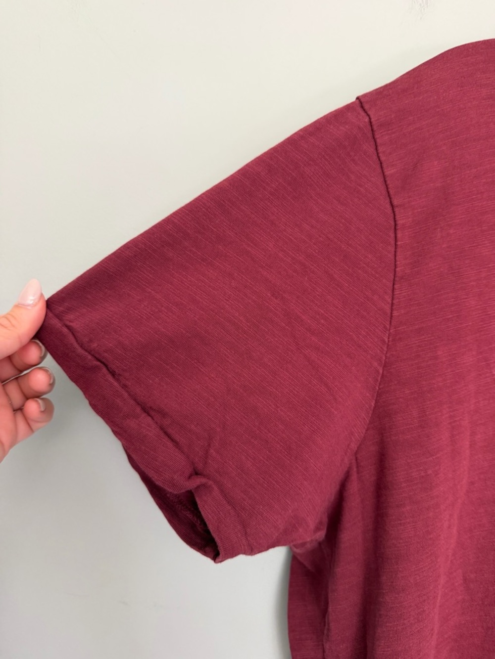 Alex Mill 100% Slub Cotton Burgundy Red Classic Basic Short Sleeve Tee Shirt - Picture 4 of 16